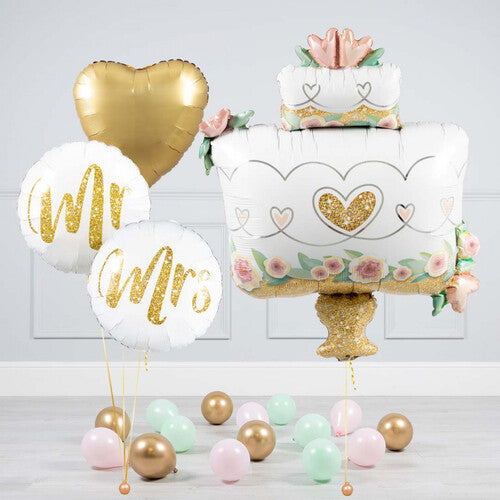 Wedding Cake Mr & Mrs Balloon Bouquet