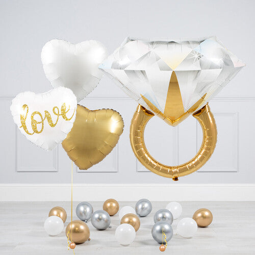 Wedding Ring Heart Foil Balloon Bouquet