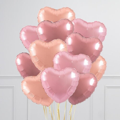 Pastel And Rose Gold Theme Heart Balloon Bouquet