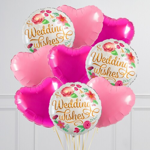 Wedding Wishes Pink Pastel Heart Balloon Bouquet