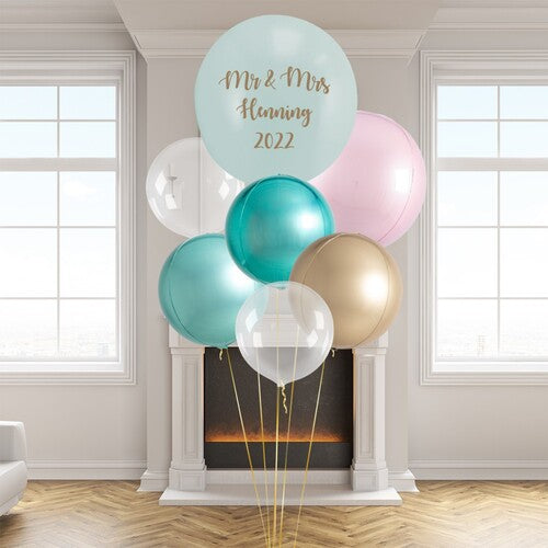 Jumbo Blue Mr & Mrs Personalised Latex Balloon Bouquet