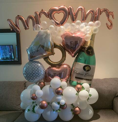 Wedding Ring  Champagne Bottle Balloon Bouquet