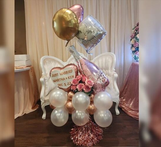 Wedding Cake Champagne Bottle Balloon Bouquet