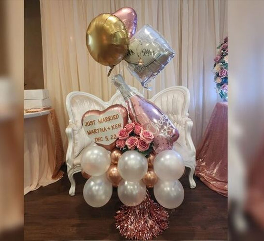 Wedding Cake Champagne Bottle Balloon Bouquet