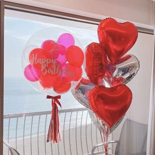 Personalised Bubble Heart Balloon Bouquet