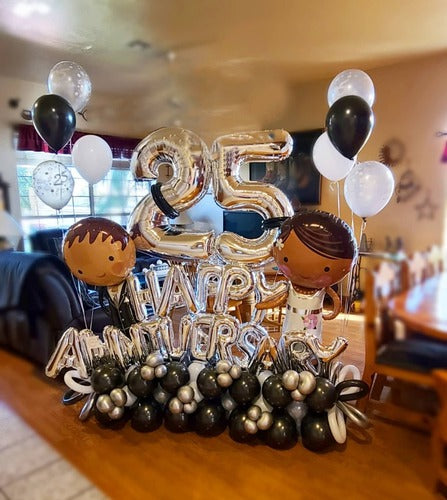 25th Number Bride And Groom Balloon Bouquet