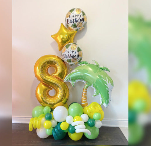 8th Birthday Palm Tree Balloon Bouquet