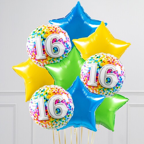 16th Birthday Star Foil Balloon Bouquet