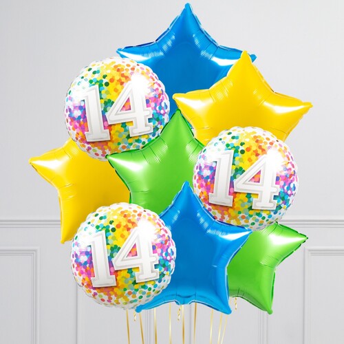 14th Birthday Star Foil Balloon Bouquet