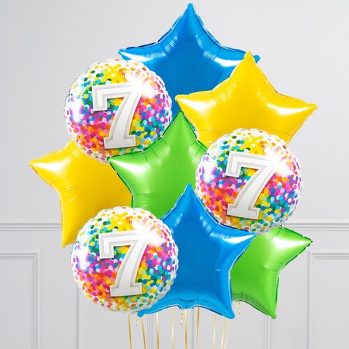 7th Birthday Star Foil Balloon Bouquet