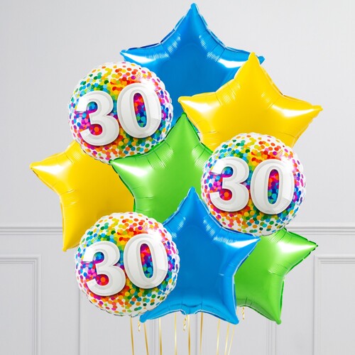 30th Birthday Star Foil Balloon Bouquet