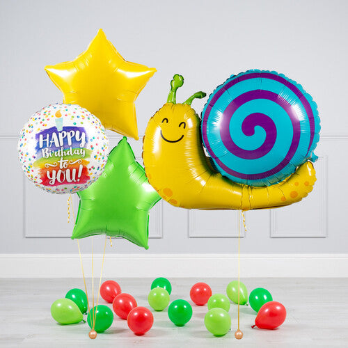 Happy Birthday Snail Foil Balloon Bouquet