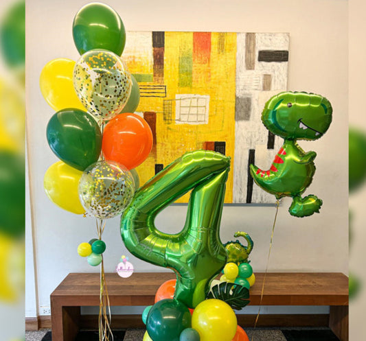 4th Birthday Dinasaur Balloon Bouquet