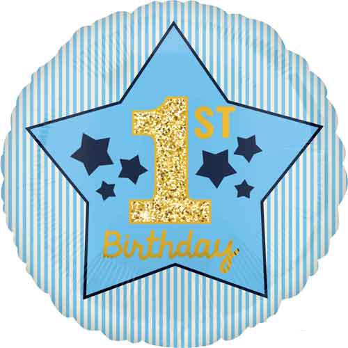 Party Balloon Boy 1st Birthday Blue &amp; Gold Balloon