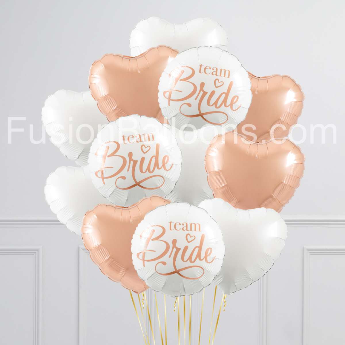 Team Bride Rose Gold Inflated Foil Balloon Bunch