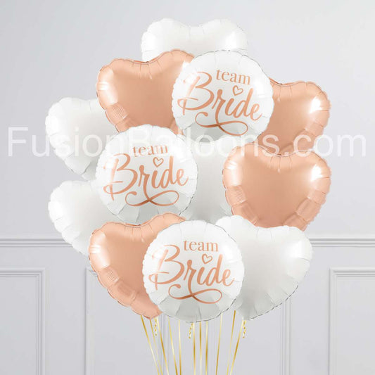 Team Bride Rose Gold Inflated Foil Balloon Bunch