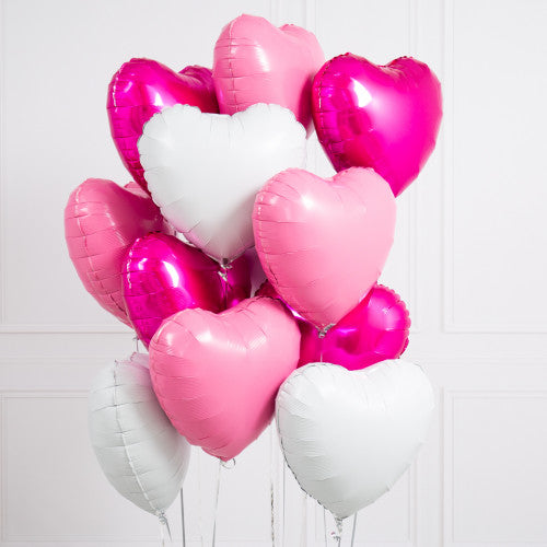 Party Balloons Pink and White Heart Balloons Bunch