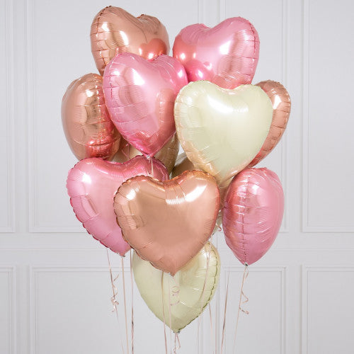 Party Balloons Pink/ Rose Gold Heart Balloons Bouquet
