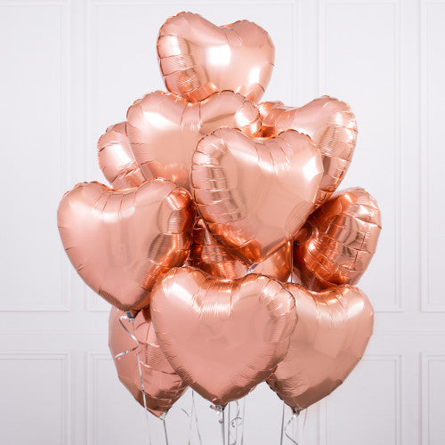 Party Balloons Rose Gold Heart Balloons Bouquet