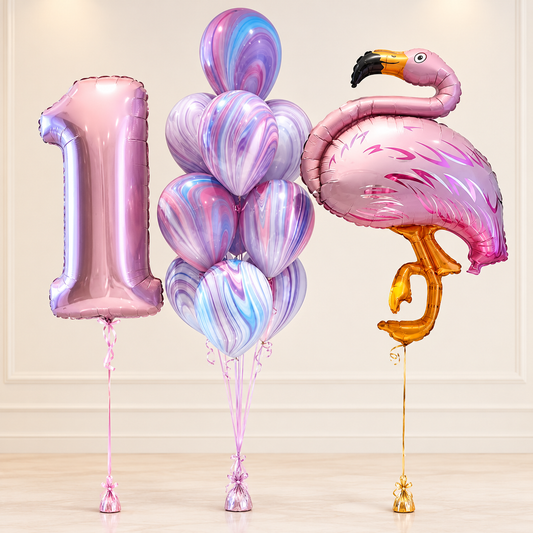 Flamilngo With Marvel Happy 1st Birthday Party Balloons Bouquet
