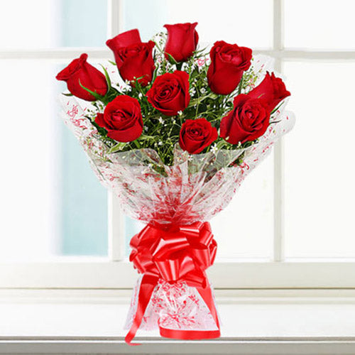 Vivid Red Rose Flower Bouquet