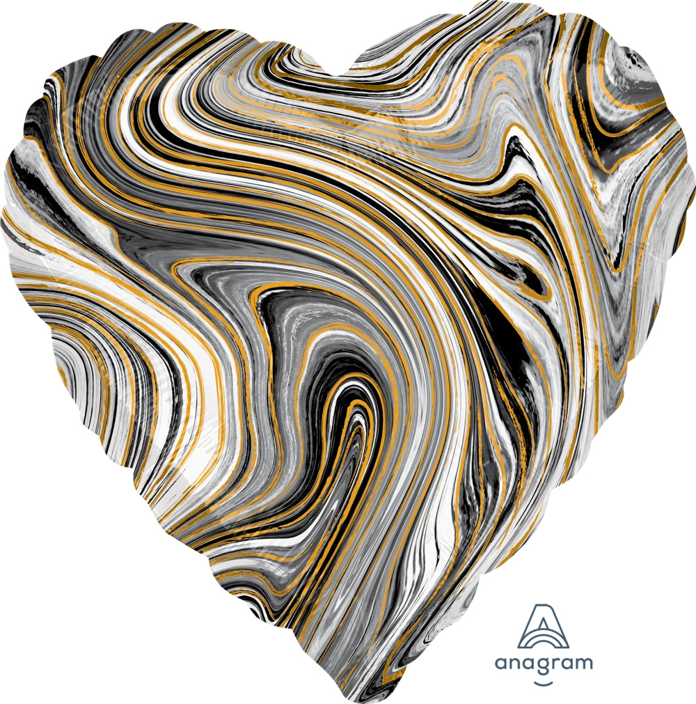 Party Balloon  Marblez Black  18" Foil Balloon