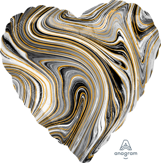 Party Balloon  Marblez Black  18" Foil Balloon