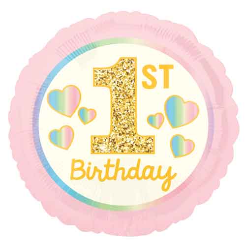 Party Balloon Girl 1St Birthday Pink &amp; Gold Balloon
