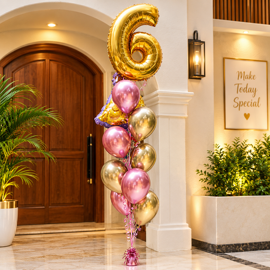 6th Bithday Princess Balloons Bouquet