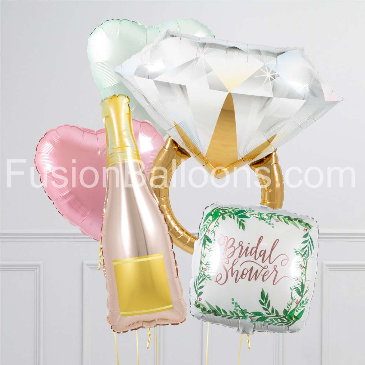 Bridal Shower Rose Champagne Inflated Crazy Balloon Bunch