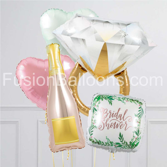 Bridal Shower Rose Champagne Inflated Crazy Balloon Bunch