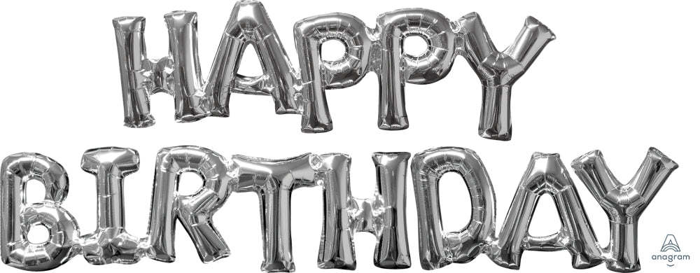 BLOCK SHAPE  HAPPY BIRTHDAY SILVER BALLOON