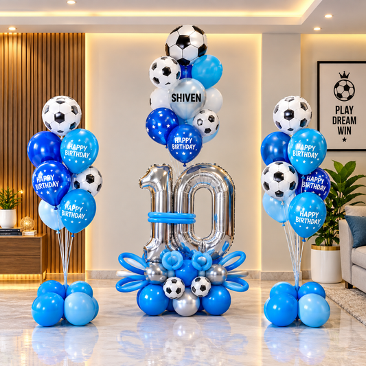 10th Birthday Football Balloons Bouquet