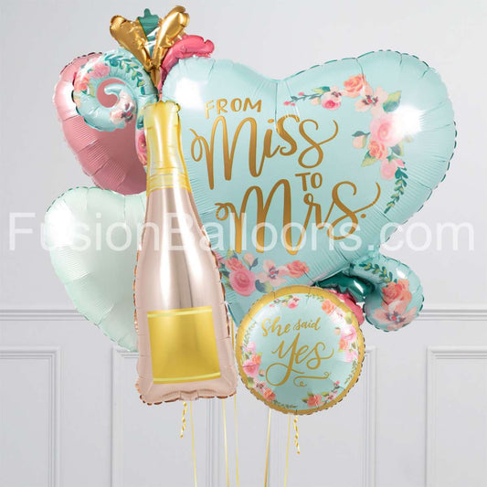 Miss To Mrs Bridal Inflated Crazy Balloon Bunch