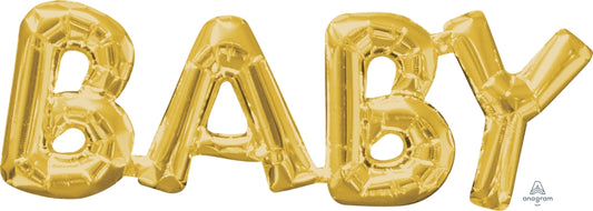 Party Balloon Block Phrase "Baby Gold Balloons 