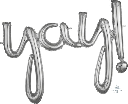  Script Phrase "Yay!" Silver Balloons