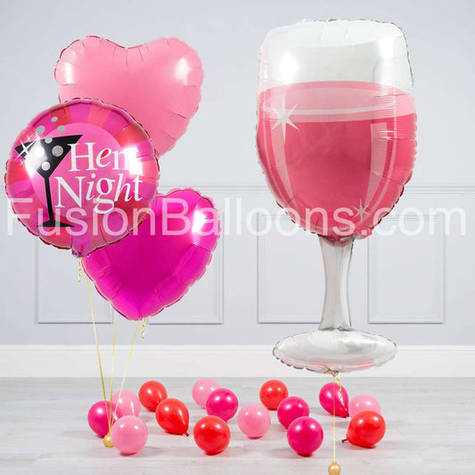 Hen Party Rosé Inflated Balloon Package